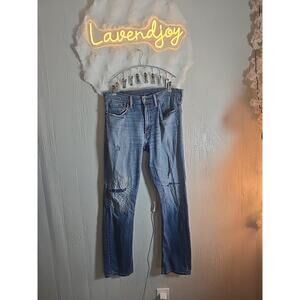 LEVIS 513 Slim Straight DENIM JEANS Size 34 X 32 Patched Mens